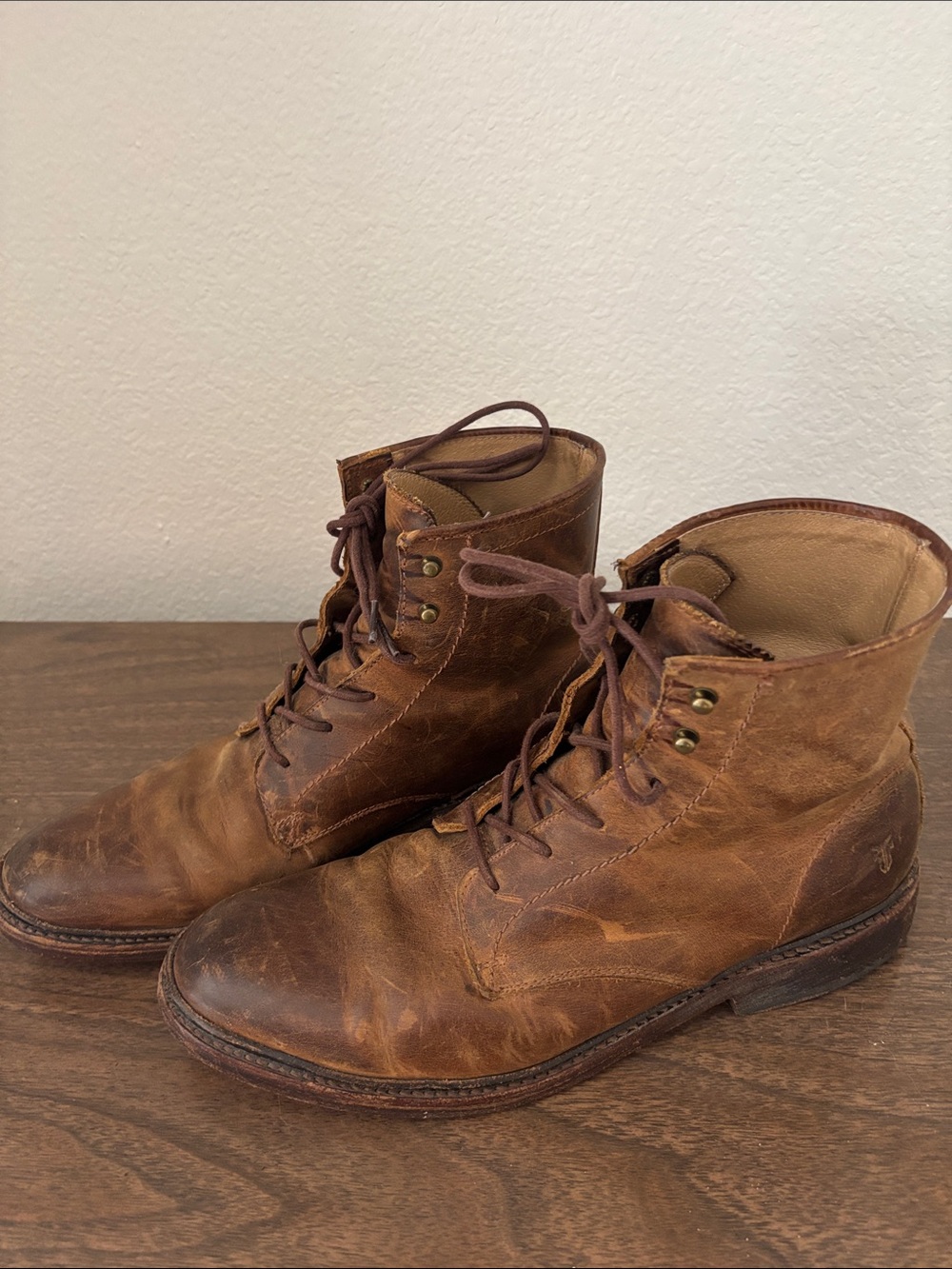 FRYE James Men's Brown Leather Lace-Up Boots